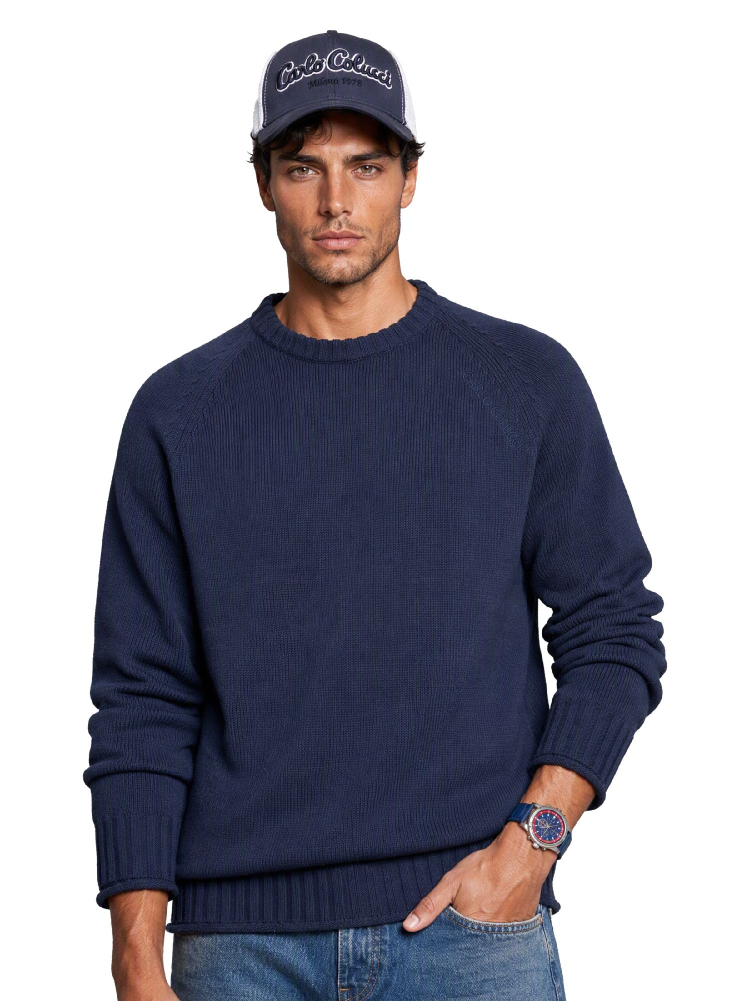 Carlo Colucci Trui in Blauw: voorkant