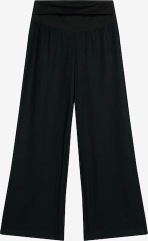 Bershka Wide Leg Housut 'Basbsk' värissä musta: etupuoli