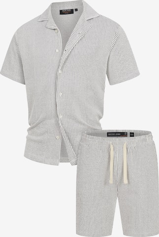 Pyjama court 'Lino' INDICODE JEANS en gris : devant