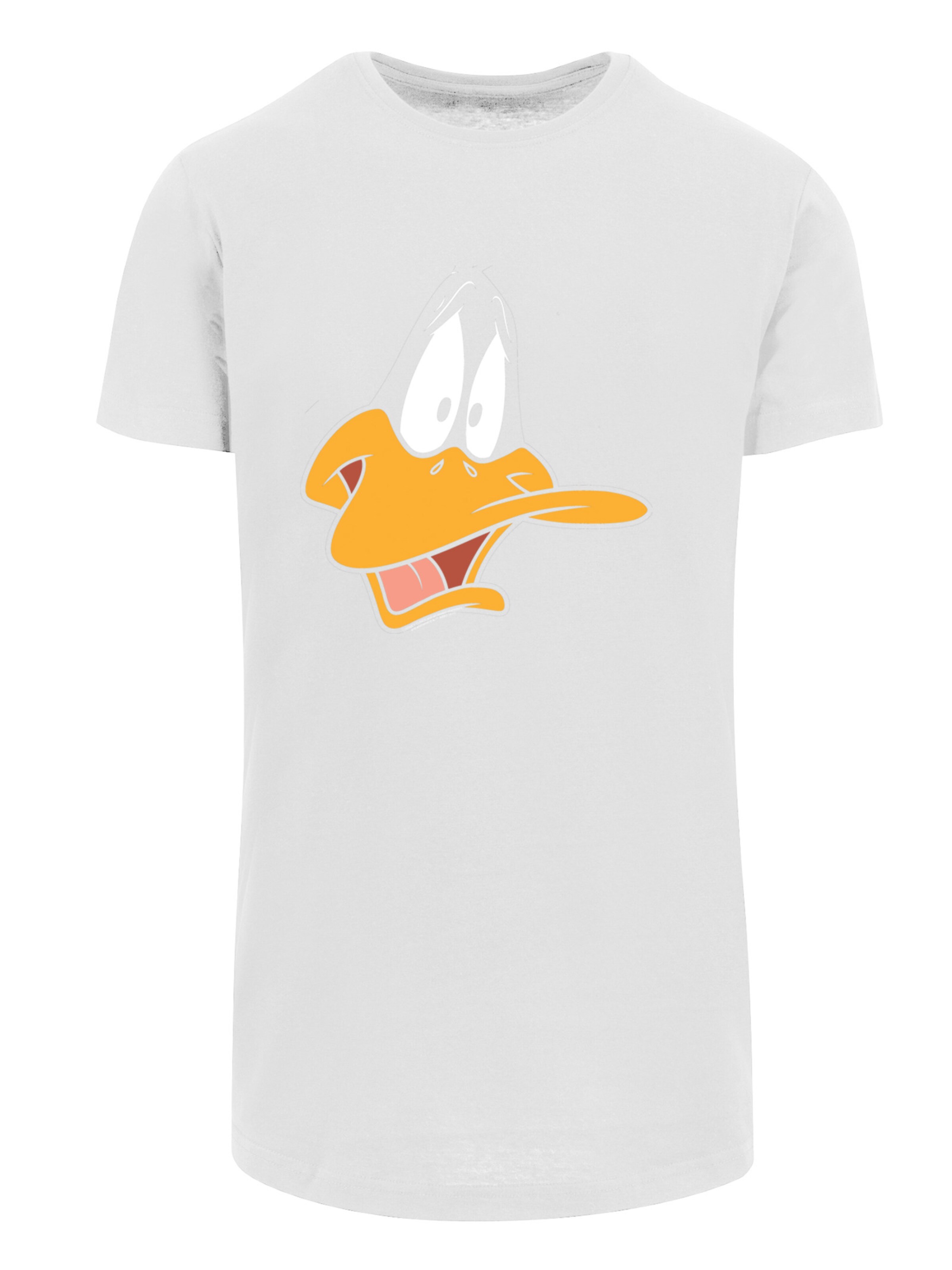 T-Shirt 'Looney Tunes Daffy Duck Face' F4NT4STIC en blanc : devant