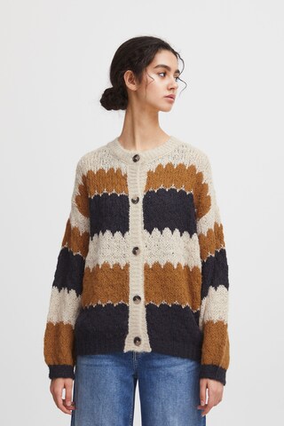 ICHI Knit Cardigan 'Osansa' in Beige: front