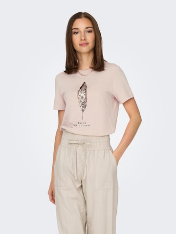 T-shirt 'ONLKita' ONLY en rose : devant