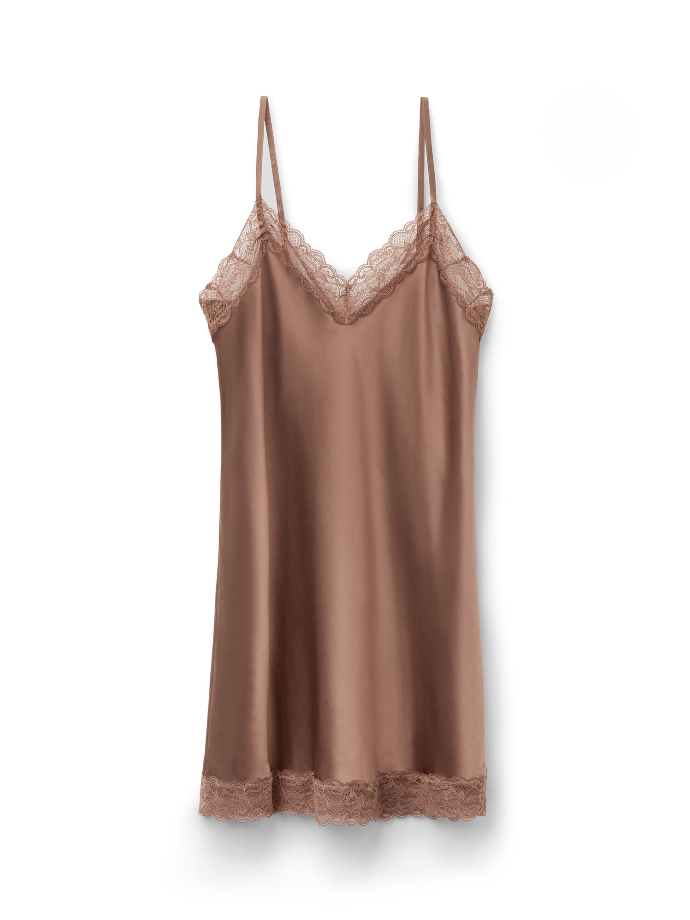 INTIMISSIMI Silk Slip with Lace in Braun: Vorderseite
