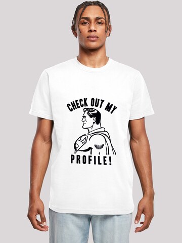 F4NT4STIC Shirt 'Superman Check Out My Profile' in Wit: voorkant