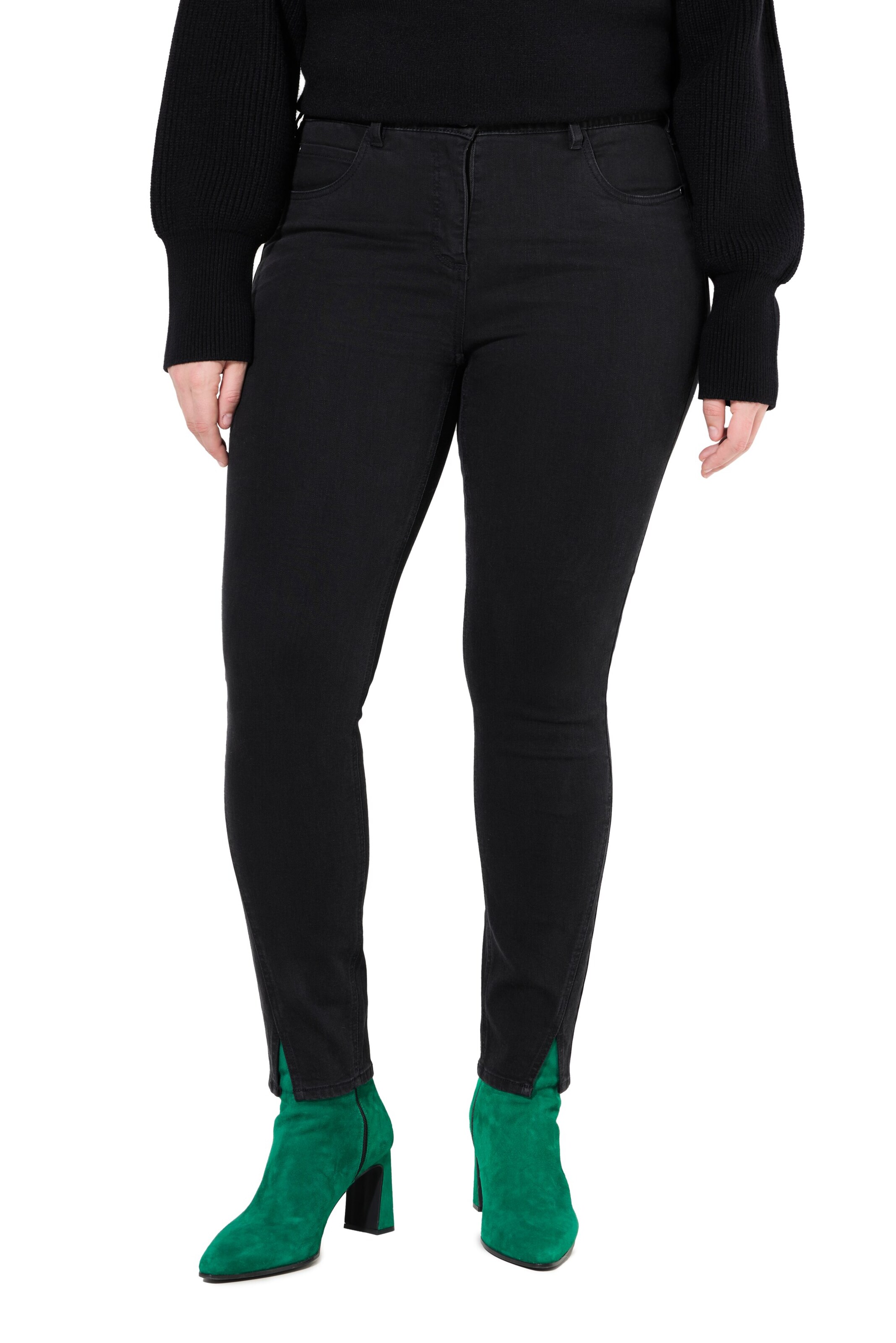 Ulla Popken Skinny Jeans in Zwart: voorkant