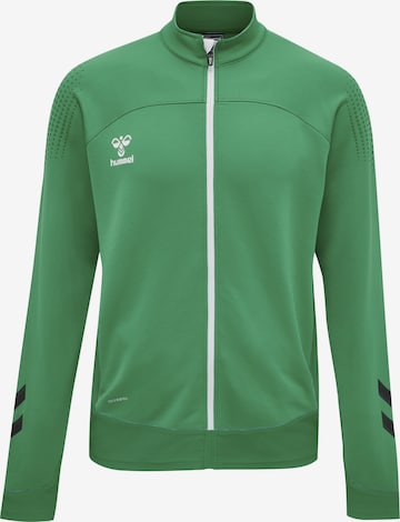 Hummel Athletic Zip-Up Hoodie 'Lead' in Green: front