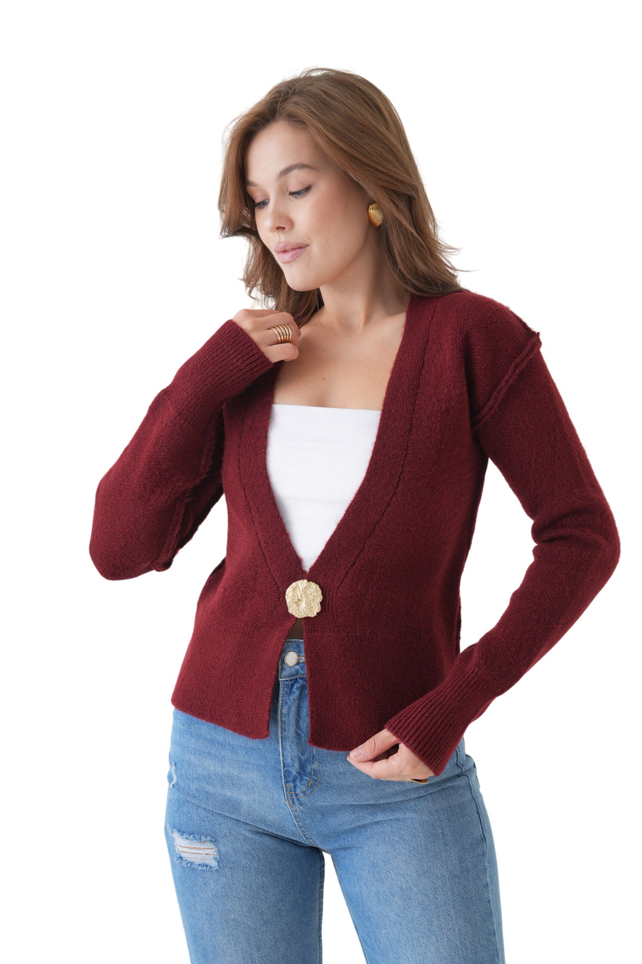 WOMAN VISION Strickjacke in Rot: Vorderseite