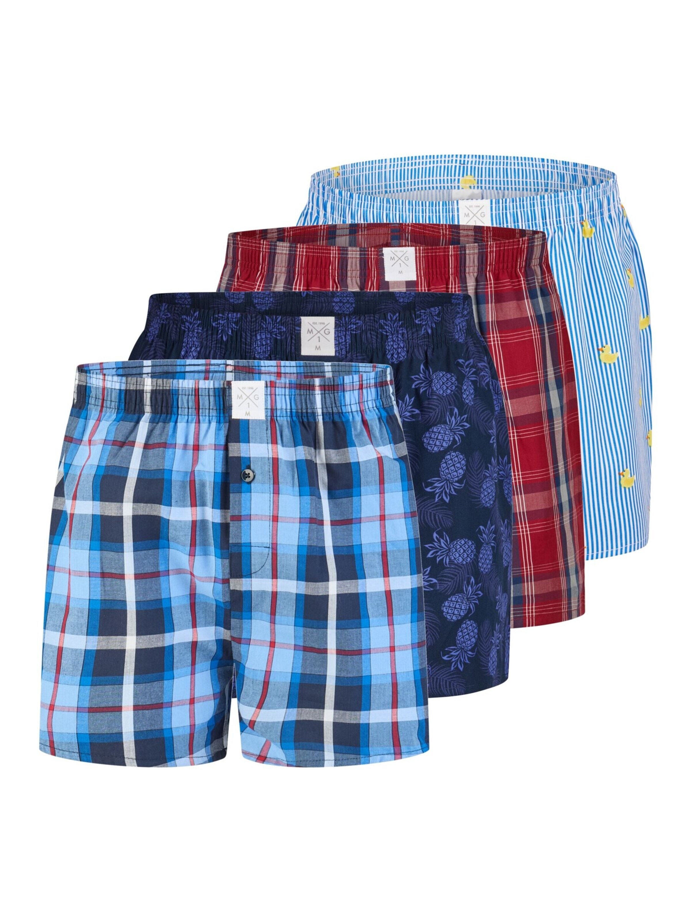MG-1 Boxershorts 'MG-1 Men's Woven Boxer Shorts, Pack of 4 – 100% cotton, assorted colours, breathable & comfortable' in Gemengde kleuren