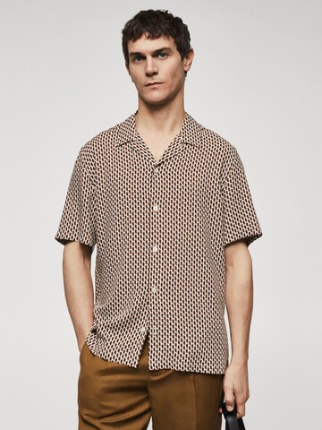 MANGO MAN Regular fit Button Up Shirt 'Gata' in Beige: front