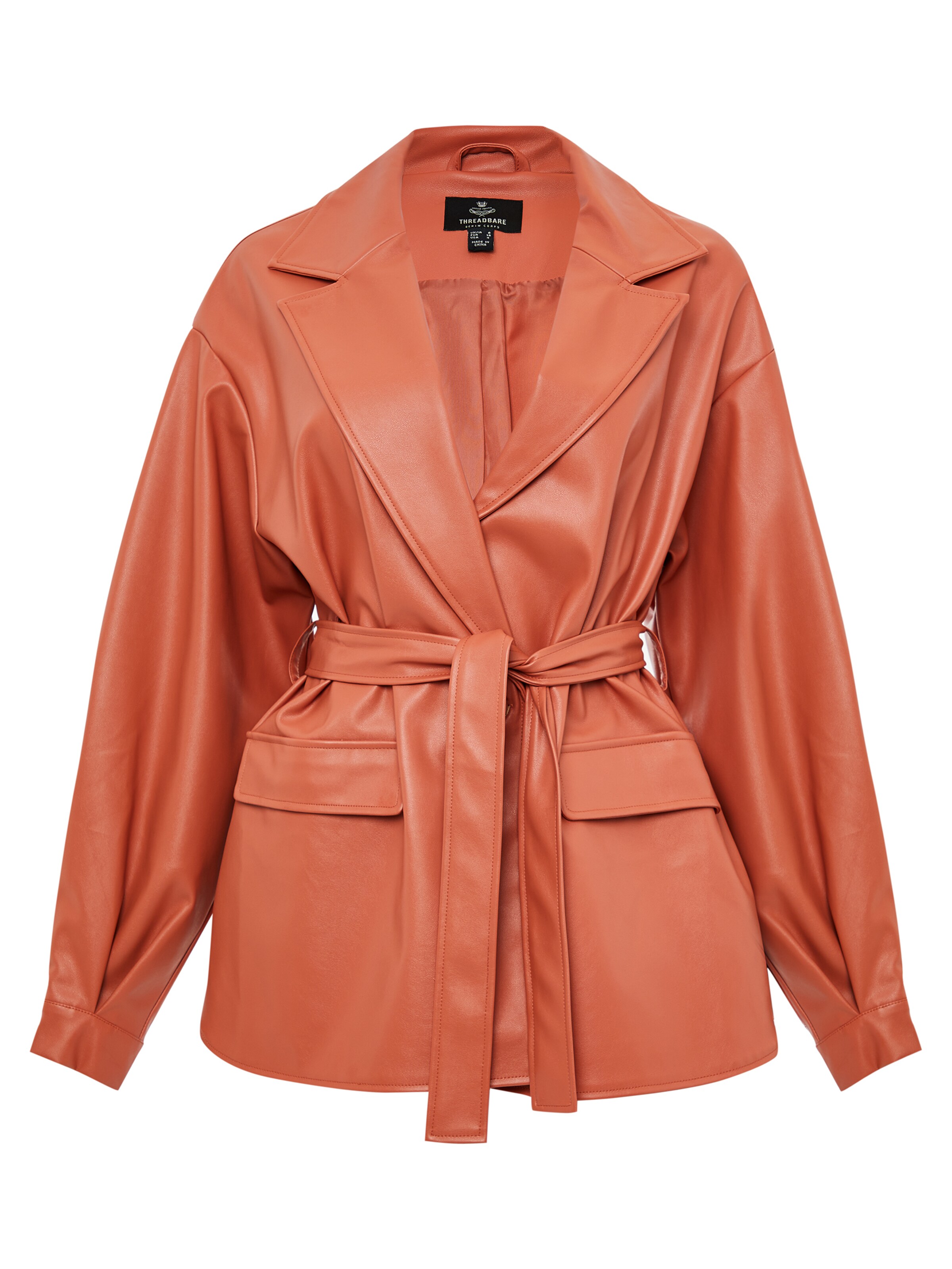 Threadbare Between-season jacket 'Coralie' in Orange: front