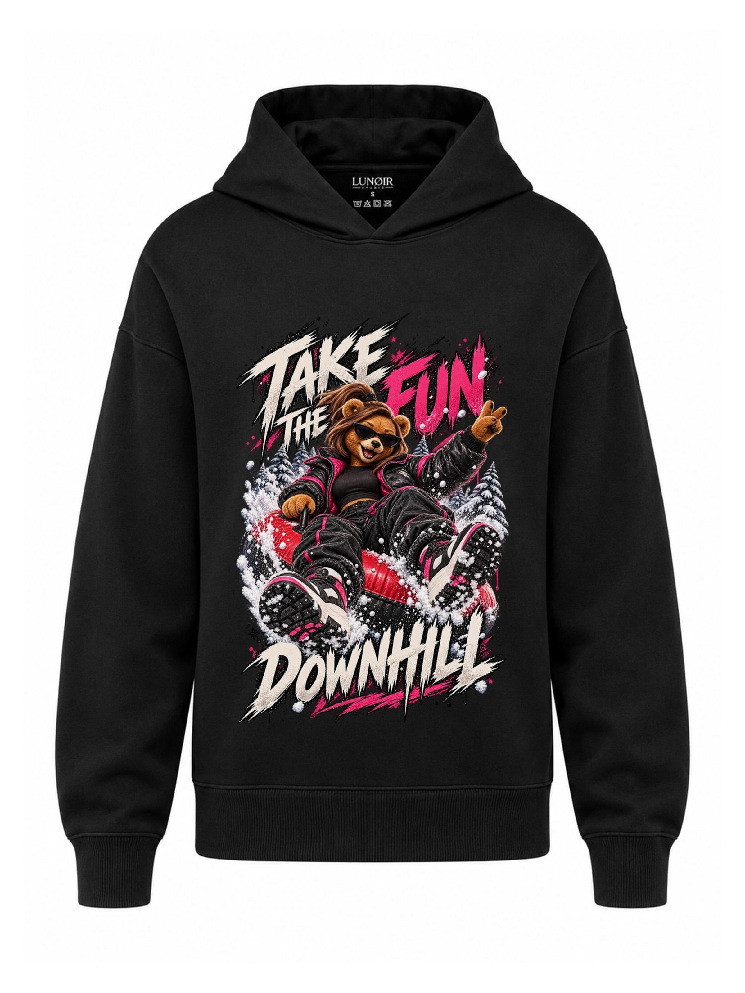 LUNØIR StudioSweater majica 'BOSS Femme Winter Downhill Tubing' - crna boja