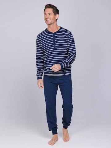 Pastunette Pyjama lang 'Blue Draft' in Blauw: voorkant
