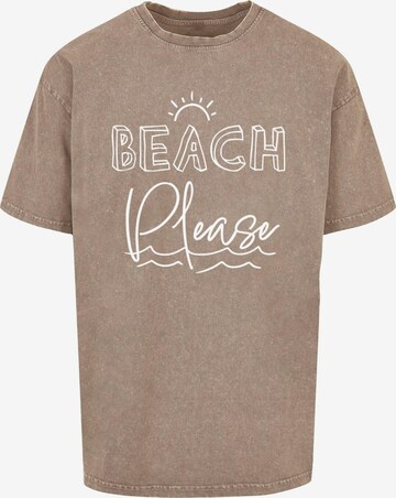 T-Shirt 'Beach Please' Merchcode en marron : devant