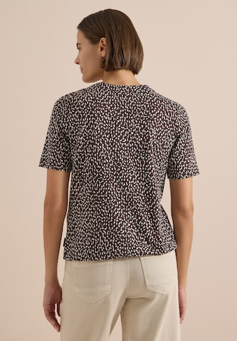 CECIL T-Shirt mit Split Neck und Print in Braun