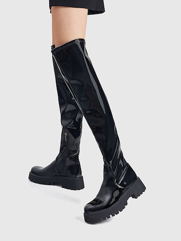 Pull&Bear Over the Knee Boots in Black
