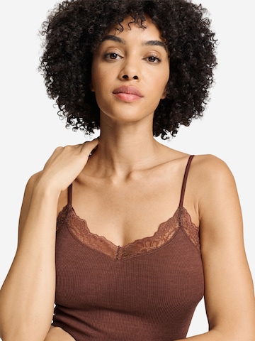 Hanro Top ' Woolen Lace ' in Bruin