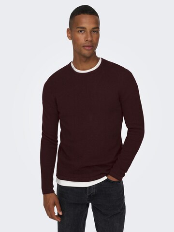 Only & Sons Regular fit Sweater 'Panter' in Red