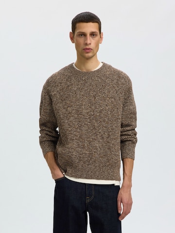 Pullover 'SLHTILUM' di SELECTED in marrone: frontale