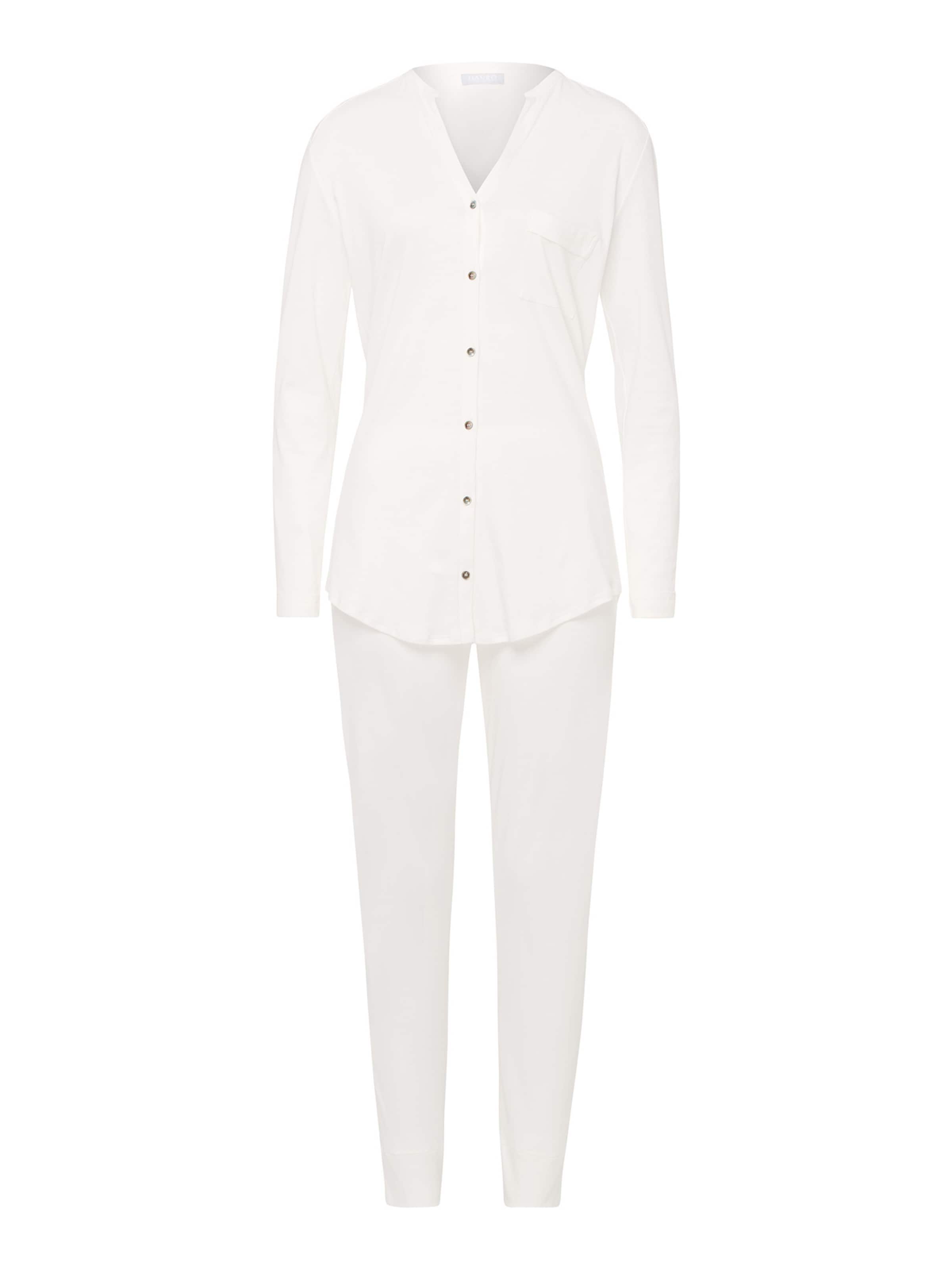 Hanro Langarm Pyjama ' Pure Essence ' in Weiß: Vorderseite