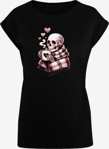 T-shirt 'Cozy Winter Skelett' F4NT4STIC en noir : devant