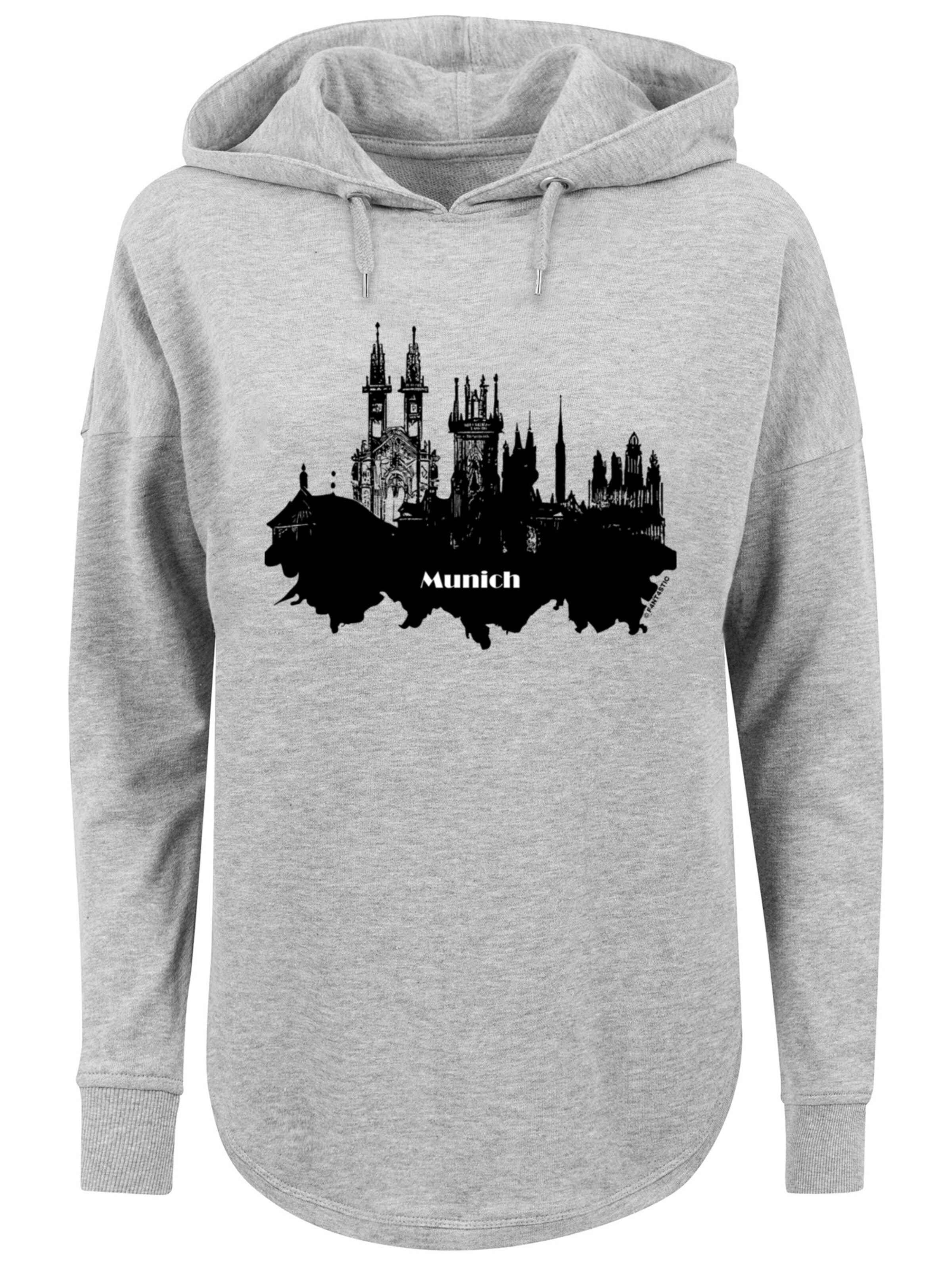F4NT4STIC Sweatshirt 'Cities Collection - Munich skyline' in Grau: Vorderseite