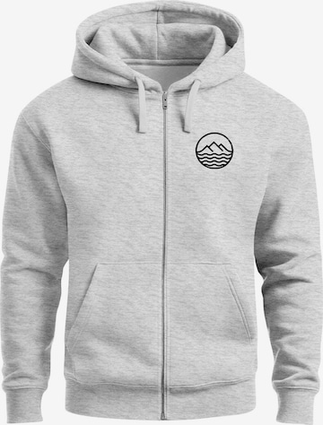 Neverless Sweatjacke 'Mountain' in Grau: Vorderseite