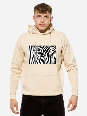 Cotton Prime Sweatshirt 'Black & White Zebra Eye' in Beige: voorkant