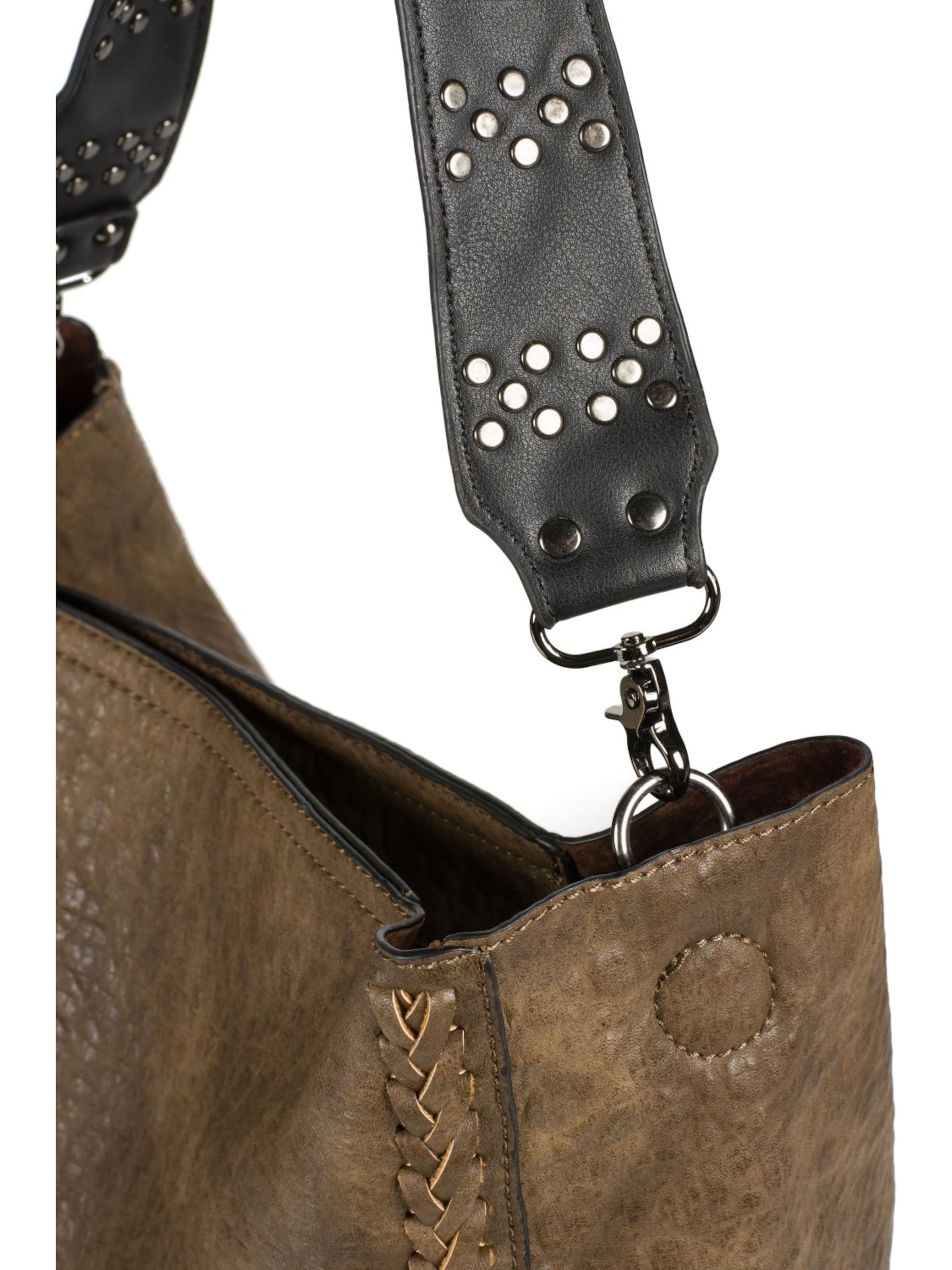 styleBREAKER Schultertasche '2 in 1 Schultertasche mit Nietengurt und Innentasche'‌‌‌‌‌‌ in Braun