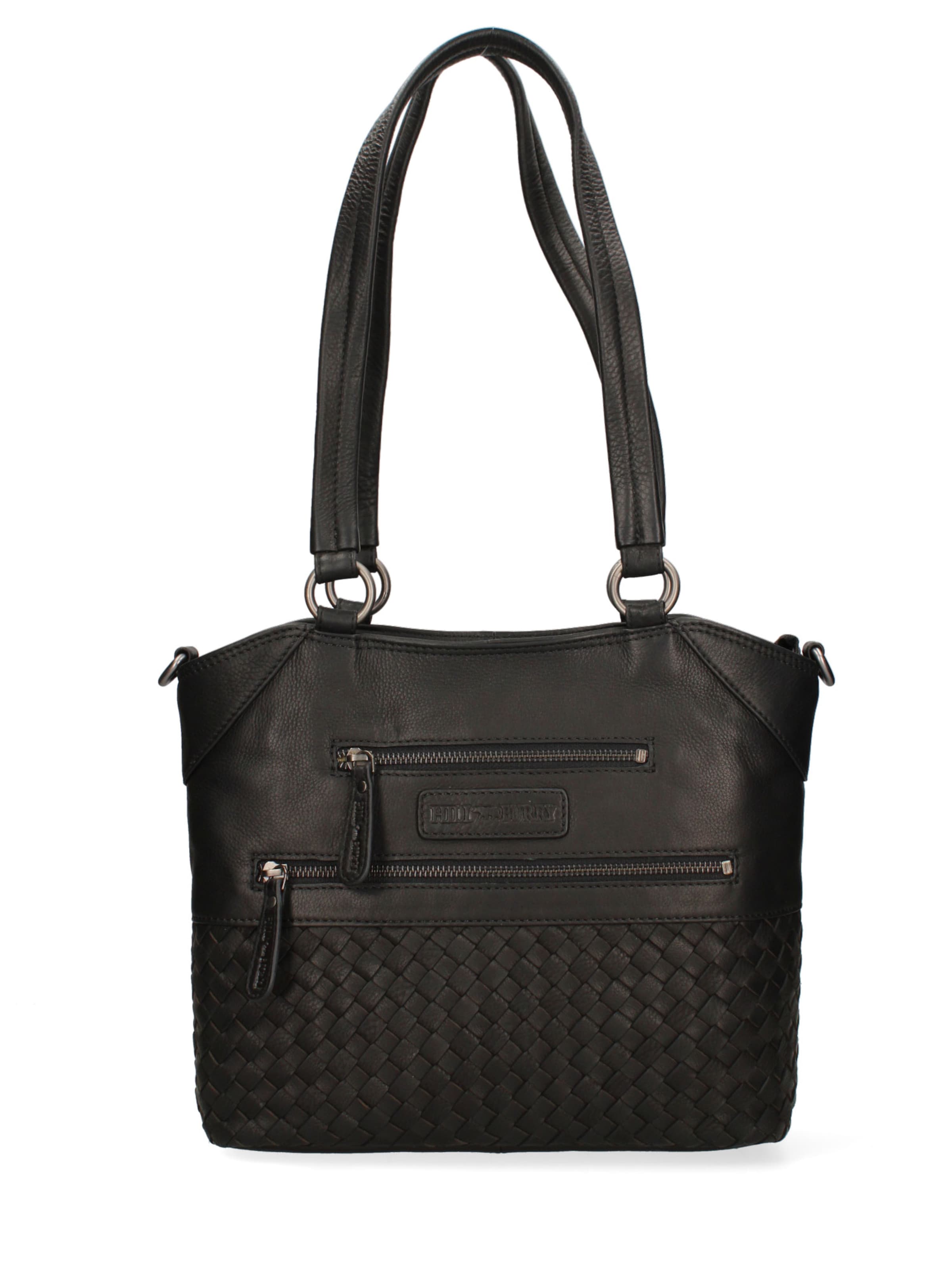 Borsa a spalla 'Borsa a Spalla Uomo Vera Pelle Vitello Ingrassata con Tracolla Regolabile 30x30 cm' di HILL BURRY in nero: frontale