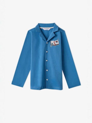 Penti Nachtkledij 'PENTI Jungen Book Lovers kariertes Baumwoll-Pyjama-Set mit Knopfleiste und langem Arm' in Blauw