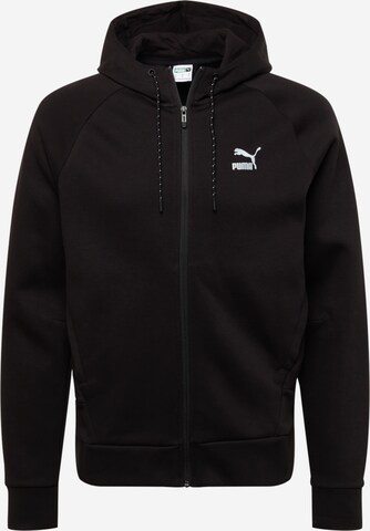 PUMA Zip-Up Hoodie in Black: front