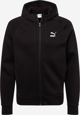 PUMA Zip-Up Hoodie in Black: front