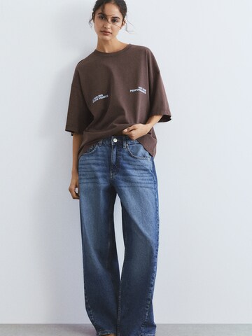 Pull&Bear Свободна дамска риза в кафяво