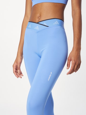 ADIDAS PERFORMANCE Skinny Workout Pants 'Techfit V-Shaped Elastic' in Blue