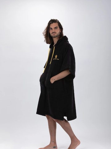 Pacifique Sud Sportbadkappa 'Poncho Surf - Einheitsgröße - Tencel - Mit Ärmeln' i svart