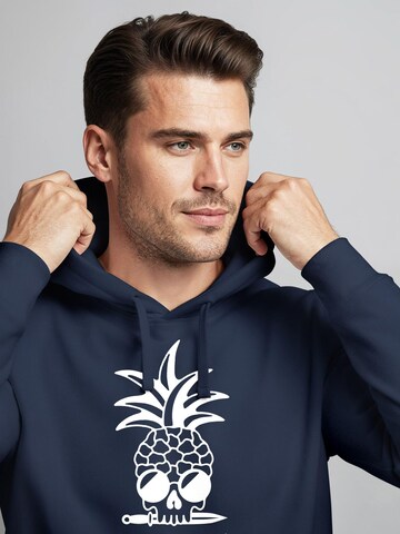 Neverless Sweatshirt 'Bad Karma Skull' in Blue