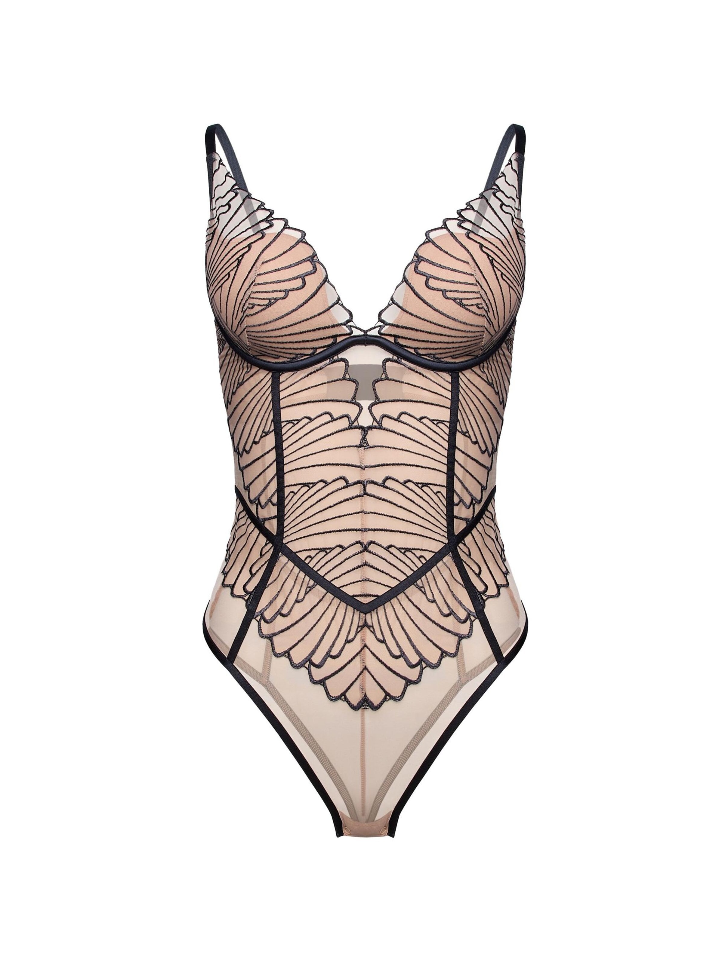 Body 'Body Nugat, Tüll, Push up, mit Bügel' di ESOTIQ in grigio: frontale