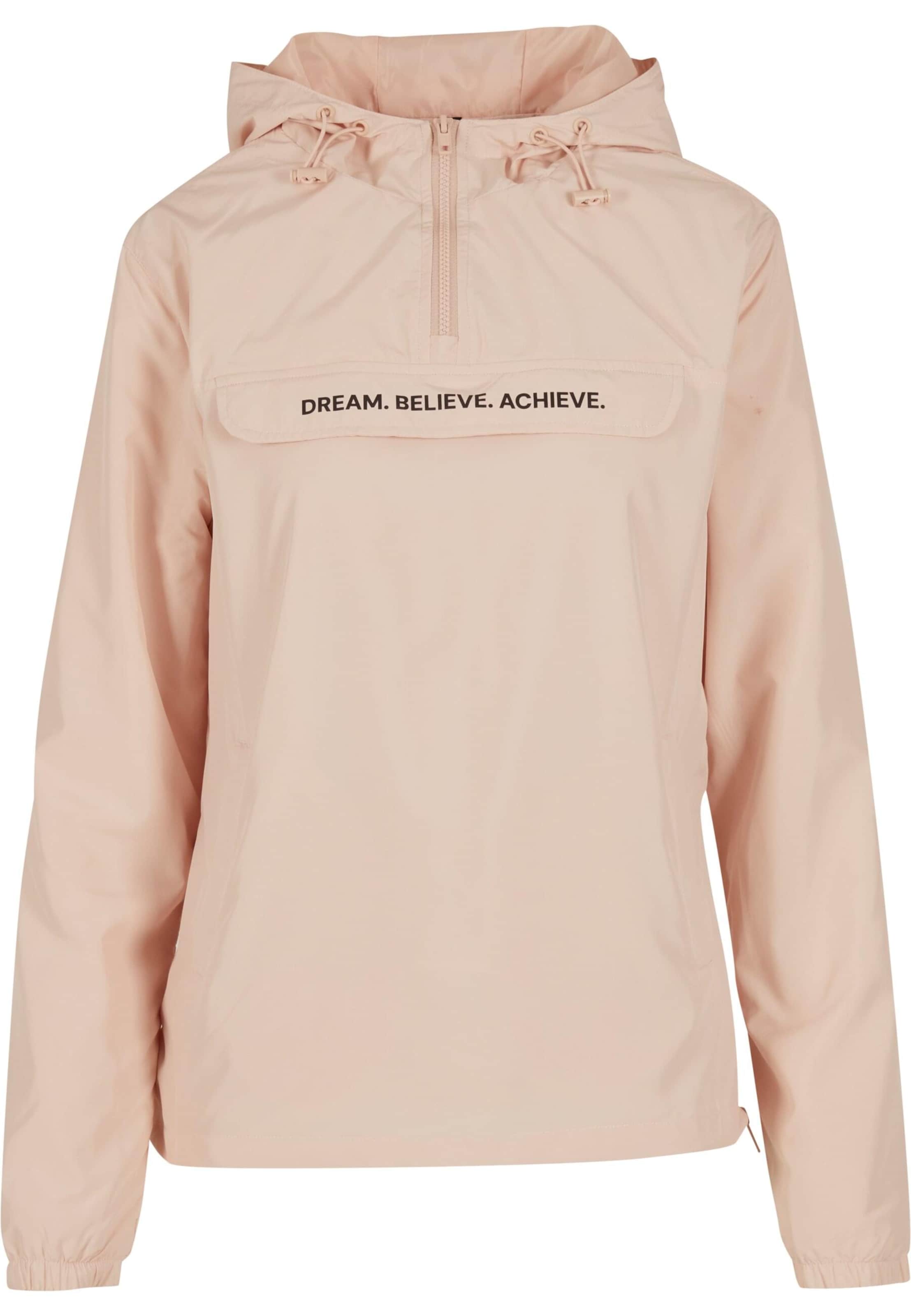 Mister Tee Between-season jacket 'Dream Believe Achieve' in Pink: front