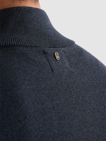 PME Legend Tröja 'Cardigan with zipper closure and stand-up collar' i blå