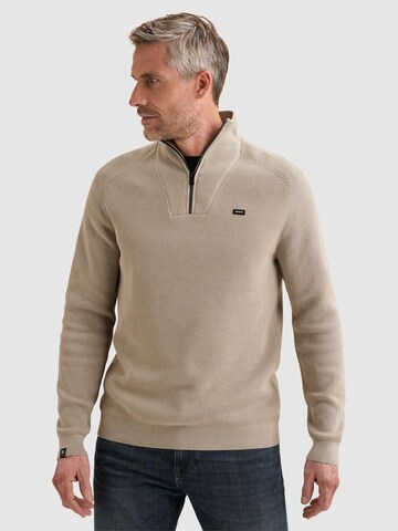 Pullover 'Pullover with half-zip and allover rib texture' di VANGUARD in grigio: frontale