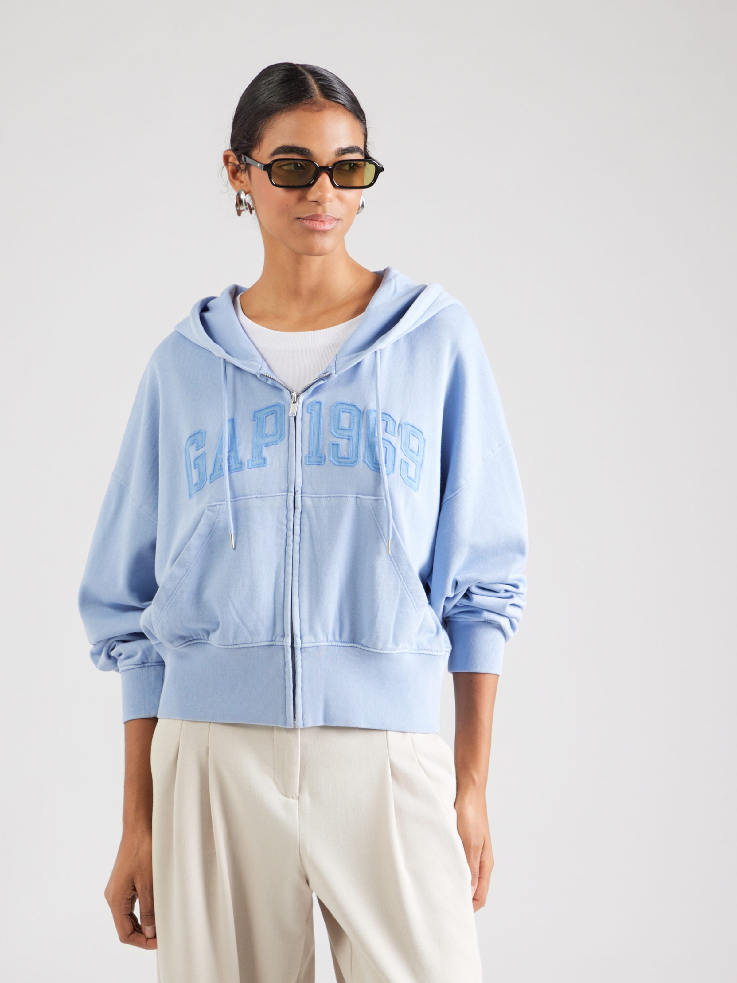 GAP Zip-Up Hoodie '1969' in Blue, Light Blue | ABOUT YOU