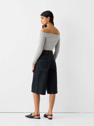 Bershka Knit Cardigan in Grey