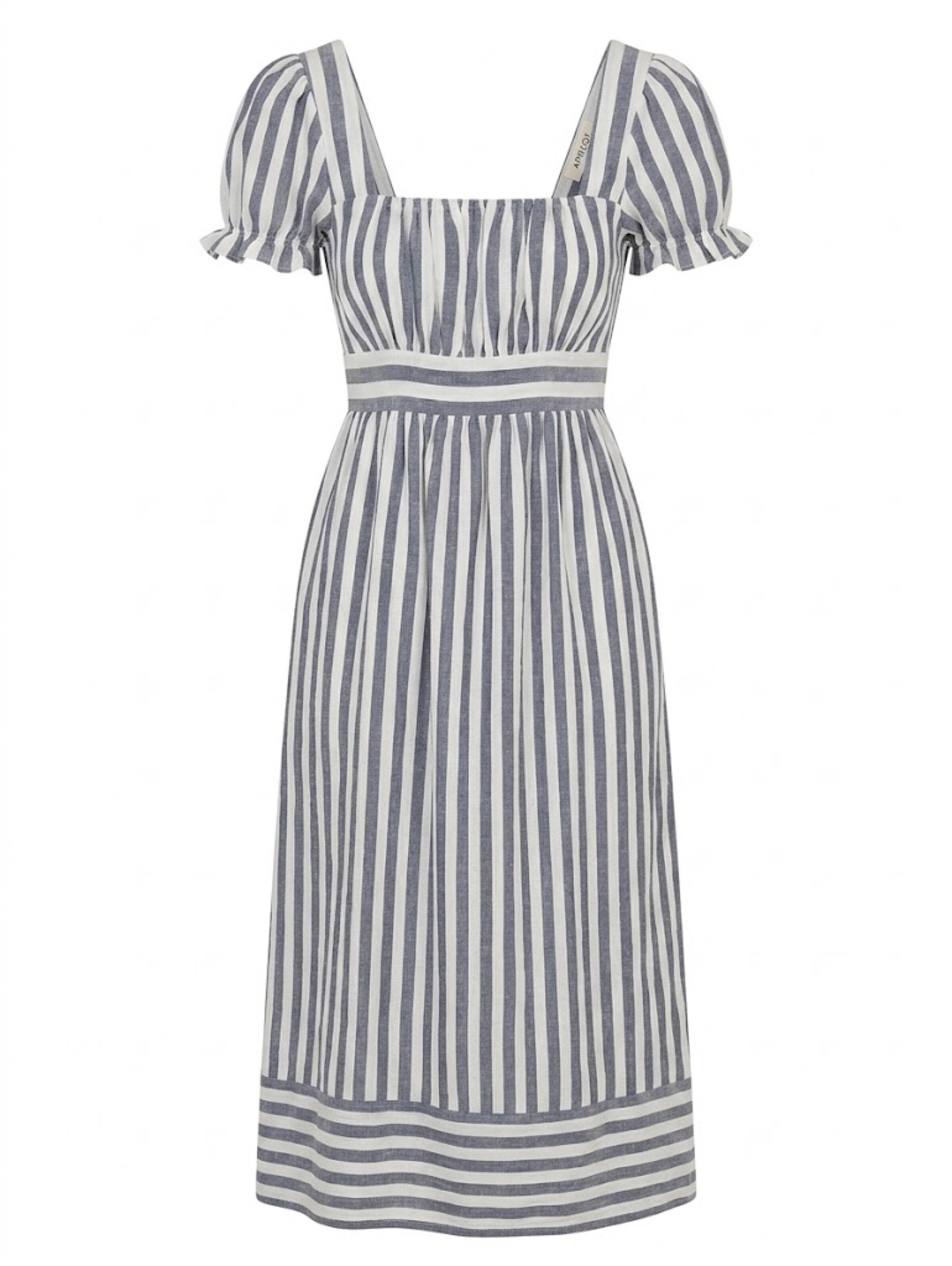 Apricot Stripe Milkmaid Midaxi Dress ' ' in Blau: Vorderseite