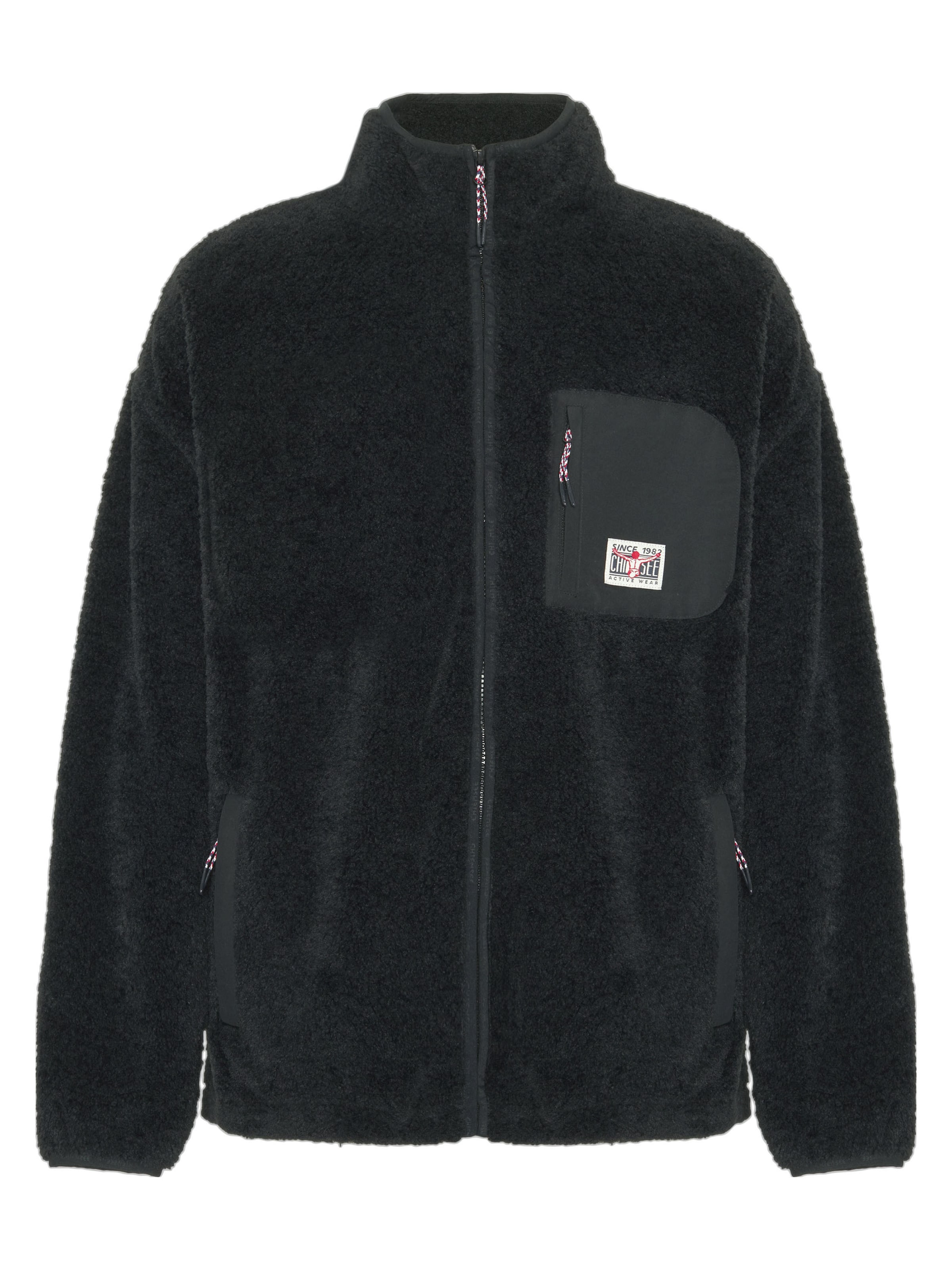 CHIEMSEE Fleece Jacket in Black: front