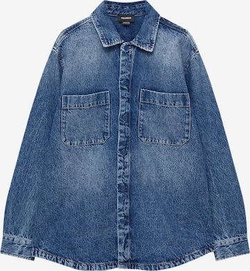 Pull&Bear Comfort fit Button Up Shirt in Blue: front