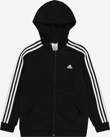 ADIDAS SPORTSWEAR Sports sweat jacket 'Essentials 3-Stripes' in Black: front