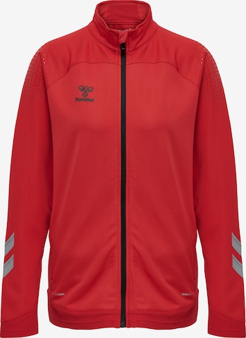 Hummel Athletic Zip-Up Hoodie in Red: front