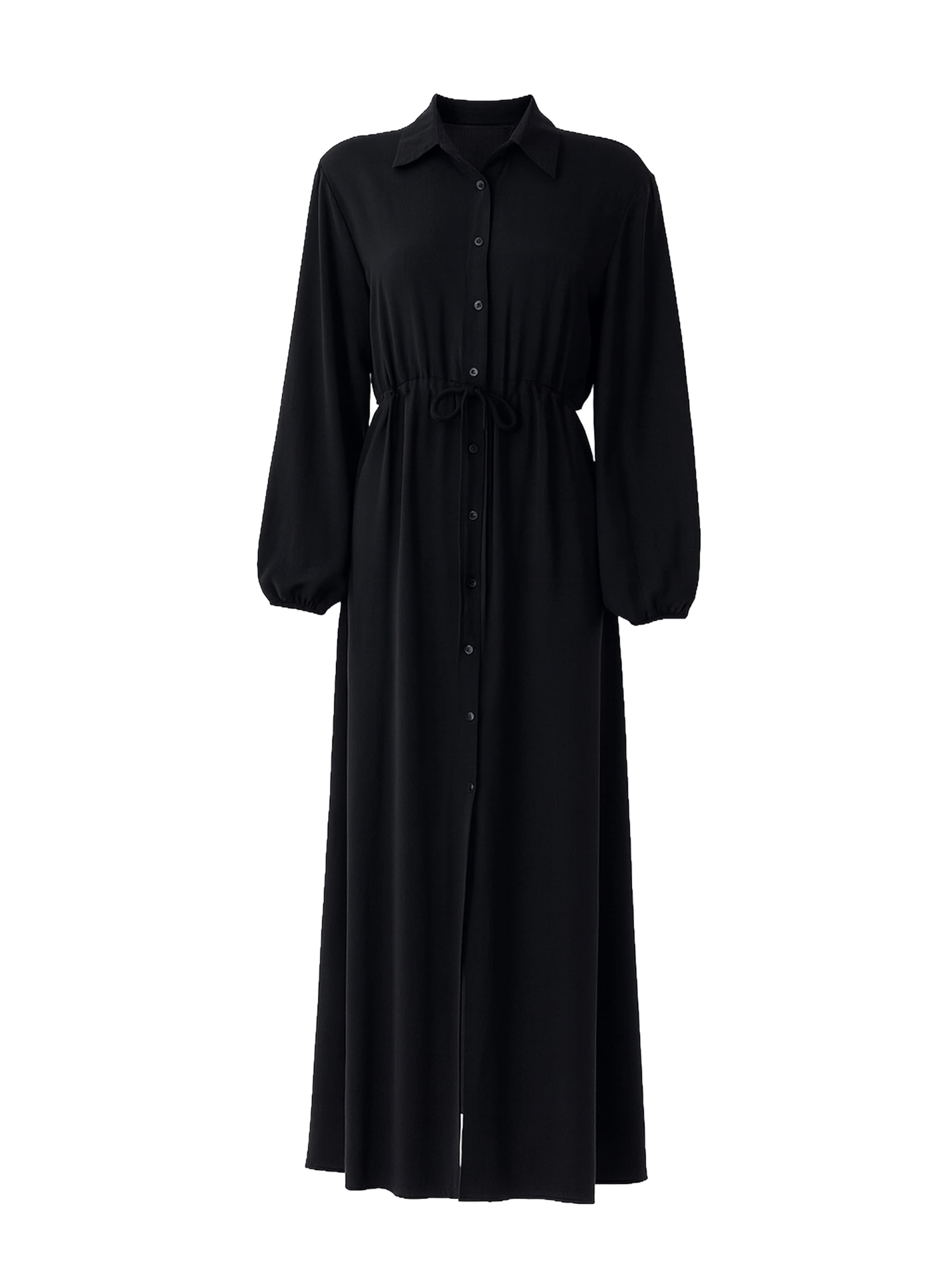 Robe-chemise Elara en noir : devant