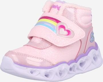 SKECHERS Snow Boots 'Heart Lights - Brilliant Rainbow' in Pink: front