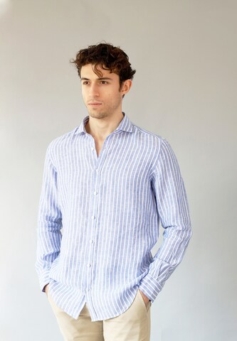 Black Label Shirt Regular fit Button Up Shirt 'NUBIA' in Blue: front